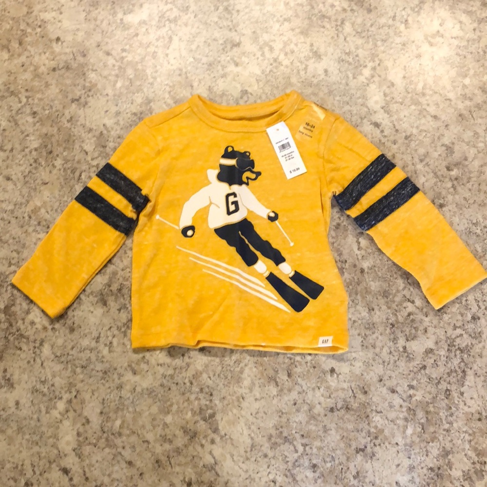 NWT 18-24 month long sleeve Baby Gap shirt - yellow, ski